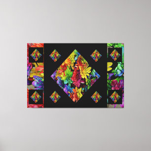Abstracte, veelkleurige Floral Art Canvas Afdruk