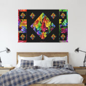 Abstracte, veelkleurige Floral Art Canvas Afdruk (Insitu (Slaapkamer))