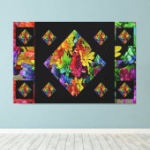 Abstracte, veelkleurige Floral Art Canvas Afdruk (Insitu (Houten vloer))