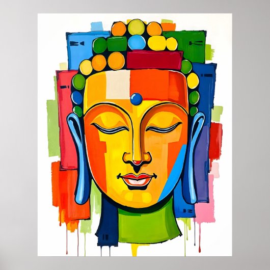 Abstracte veelkleurige moderne kunst Boeddha schil Poster (Voorkant)