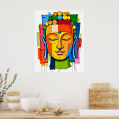 Abstracte veelkleurige moderne kunst Boeddha schil Poster (Keuken)