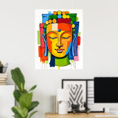 Abstracte veelkleurige moderne kunst Boeddha schil Poster (Thuiskantoor)