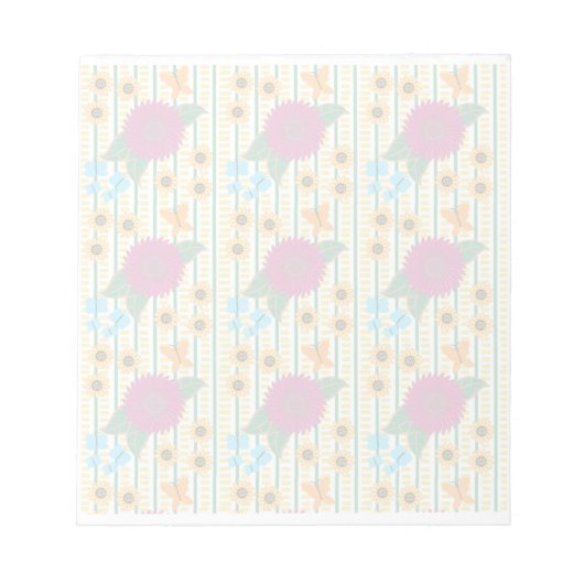Abstracte veelkleurige patroonbloemen vlinders notitieblok (Voorkant)