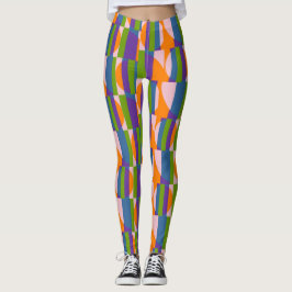 Abstracte veelkleurige patrooncirkels en strepen leggings