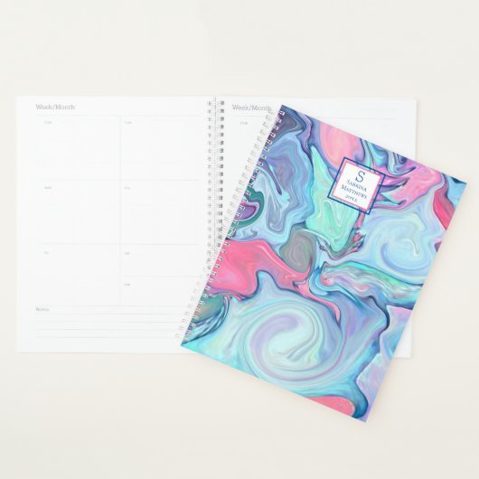 Abstracte veelkleurige verfwervel planner (Display)