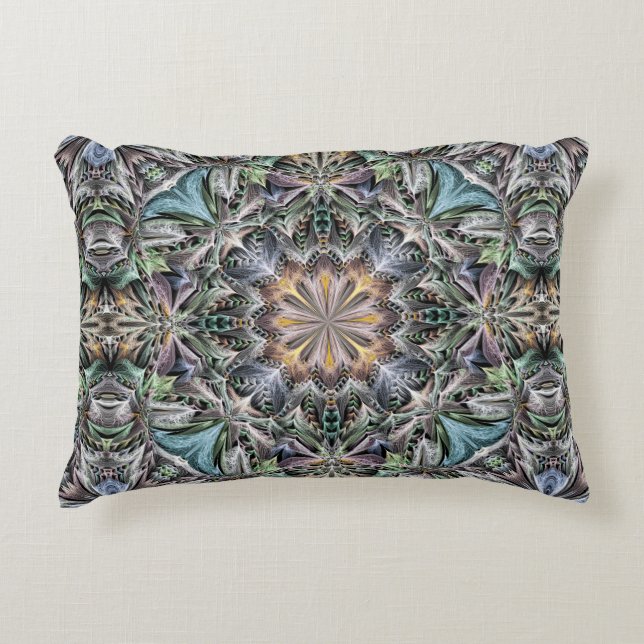 Abstracte veelkleurige vetplant rozet accent kussen (Voorkant)