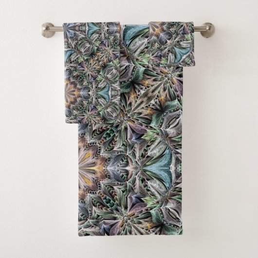 Abstracte veelkleurige vetplant rozet bad handdoek (Insitu)