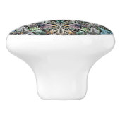 Abstracte veelkleurige vetplant rozet keramische knop (Zijkant)