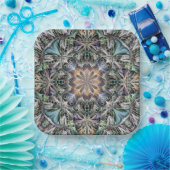 Abstracte veelkleurige vetplant rozet papieren bordje (Feest)