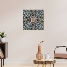 Abstracte veelkleurige vetplant rozet poster