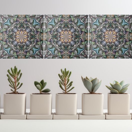 Abstracte veelkleurige vetplant rozet tegeltje