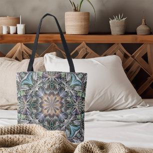 Abstracte veelkleurige vetplant rozet tote bag
