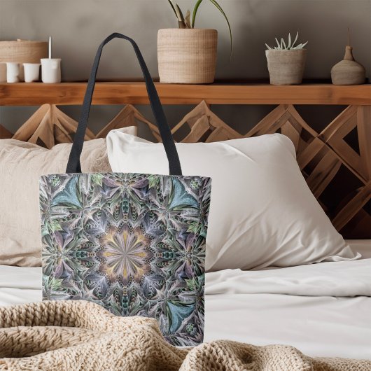 Abstracte veelkleurige vetplant rozet tote bag