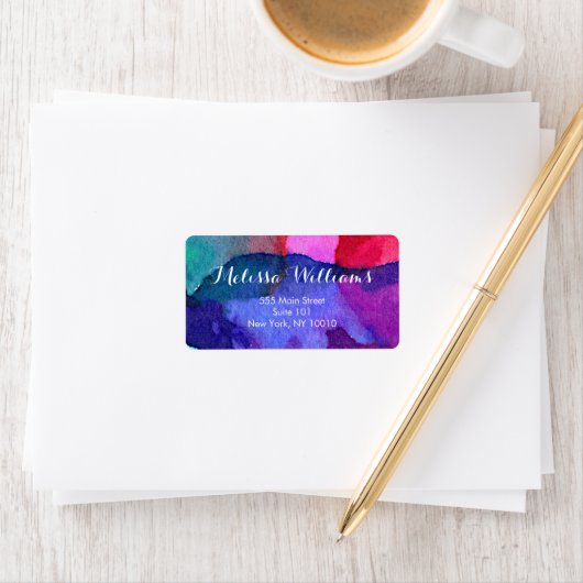 Abstracte veelkleurige Waterverven make-up artiest Etiket (Insitu)