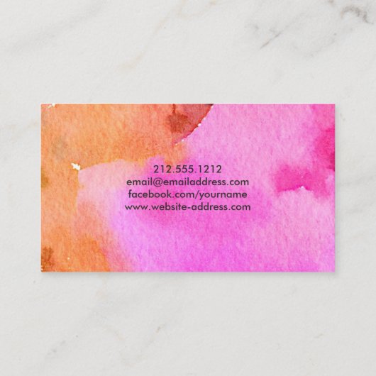 Abstracte veelkleurige Waterverven make-up artiest Visitekaartje (Achterkant)