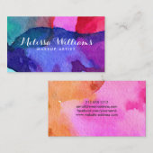 Abstracte veelkleurige Waterverven make-up artiest Visitekaartje (Voorkant / Achterkant)