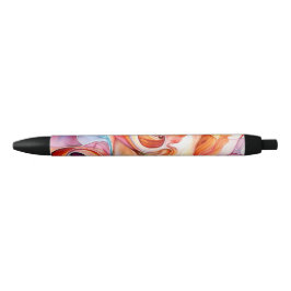 Abstracte veelkleurige wervelingen zwarte inkt pen