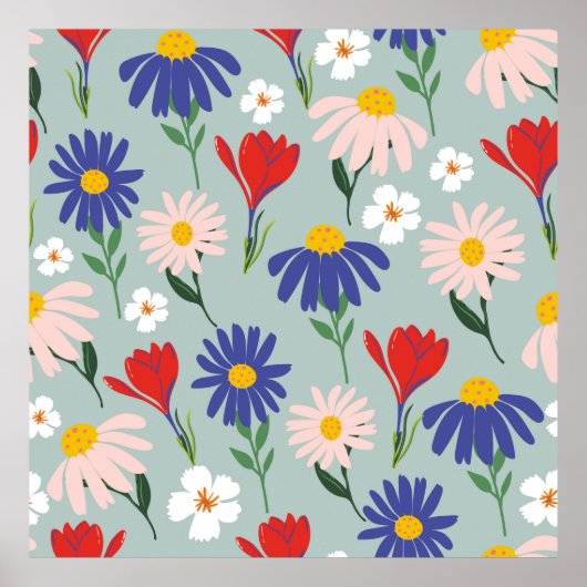 Abstracte veer naadloos patroon met kleurrijke flo poster (Voorkant)