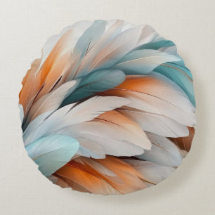 Abstracte Veer Stroom – Zachte Elegantie Rond Kussen