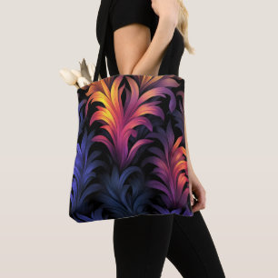 Abstracte veerkleuren tote bag