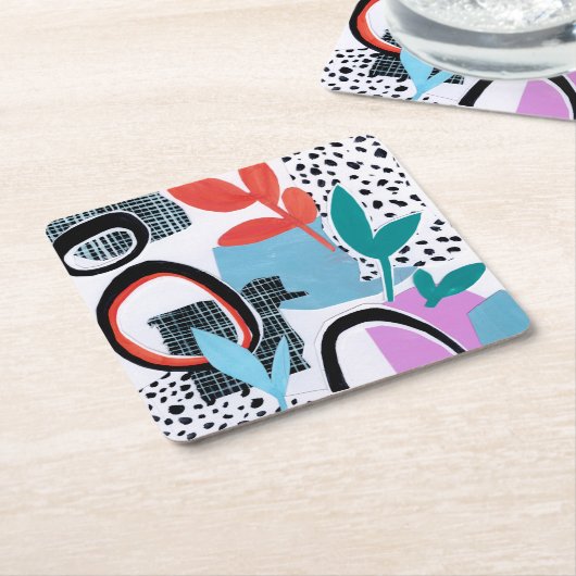 Abstracte veldslag kartonnen onderzetters (Schuin)