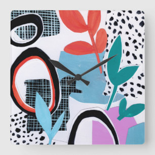 Abstracte veldslag vierkante klok