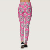 Abstracte ventilatorbenzine Fuchsia roze en grijs Leggings (Achterkant)