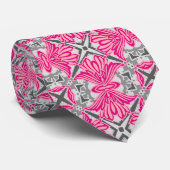 Abstracte ventilatorbenzine Fuchsia roze en grijs Stropdas (Opgerold)