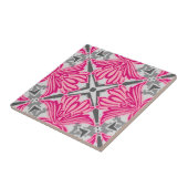 Abstracte ventilatorbenzine Fuchsia roze en grijs Tegeltje (Zijkant)