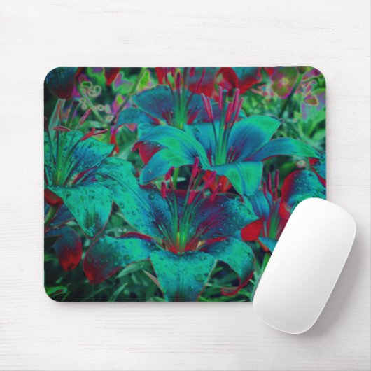 Abstracte ventilatorkunst met levendige blauw geli muismat (Met muis)