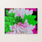 Abstracte ventilatorroze roze kalkgroene puzzel legpuzzel (Horizontaal)