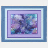 Abstracte verbouwde Paarse en blauwe Waterverf Fleece Deken (Voorkant (Horizontaal))