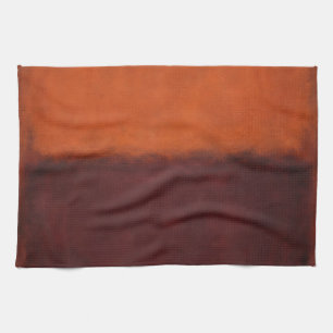 Abstracte verbrande oranje horizon theedoek