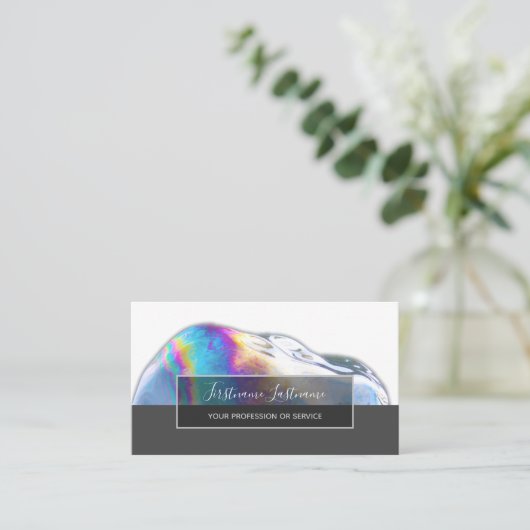 Abstracte verdwijnende kleurige bubbels regenboogk visitekaartje (Staand voorkant)