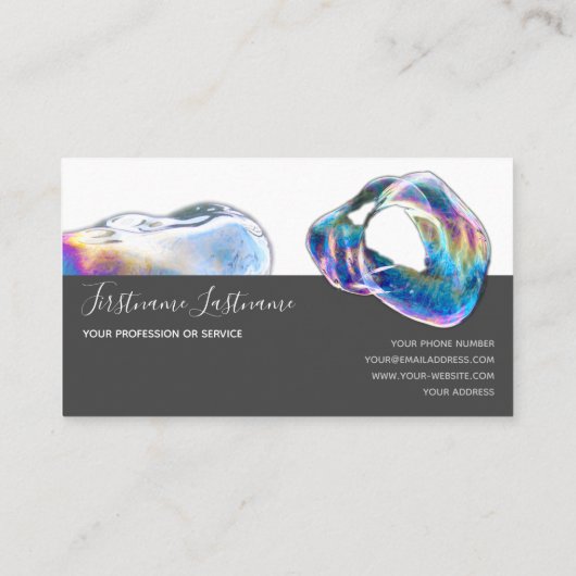 Abstracte verdwijnende kleurige bubbels regenboogk visitekaartje (Achterkant)