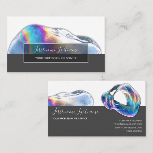 Abstracte verdwijnende kleurige bubbels regenboogk visitekaartje (Voorkant / Achterkant)