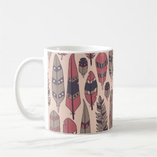 Abstracte veren: kleurrijke achtergrond. koffiemok