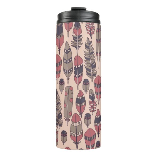 Abstracte veren: kleurrijke achtergrond. thermosbeker (Voorkant)