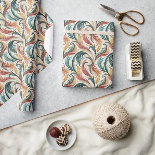 Abstracte Veren Wrapping Paper Roll Cadeaupapier (Crafts)