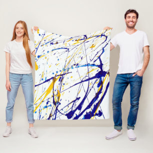 Abstracte verf blauw en gouden spatten fleece deken