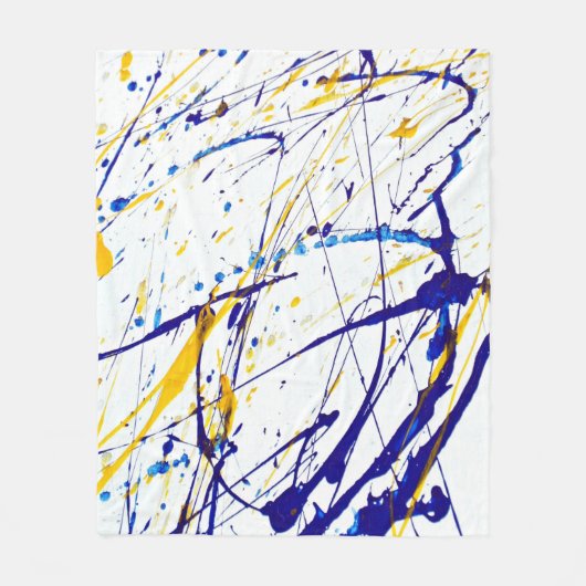 Abstracte verf blauw en gouden spatten fleece deken (Voorkant)