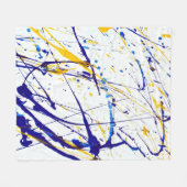 Abstracte verf blauw en gouden spatten fleece deken (Voorkant (Horizontaal))