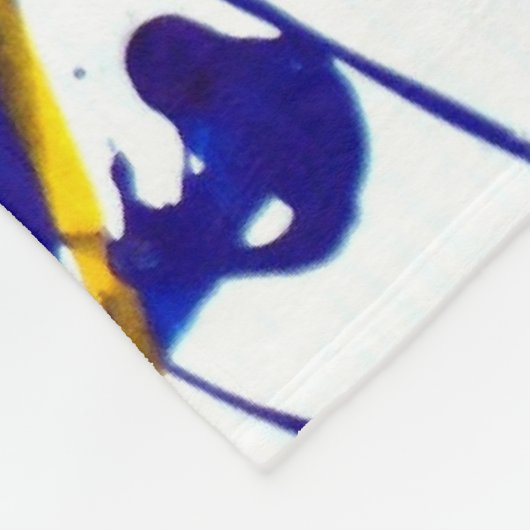 Abstracte verf blauw en gouden spatten fleece deken (Hoek)