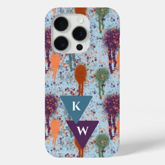 Abstracte verf Drips moderne splatter Monogram Case-Mate iPhone Case (Achterkant)