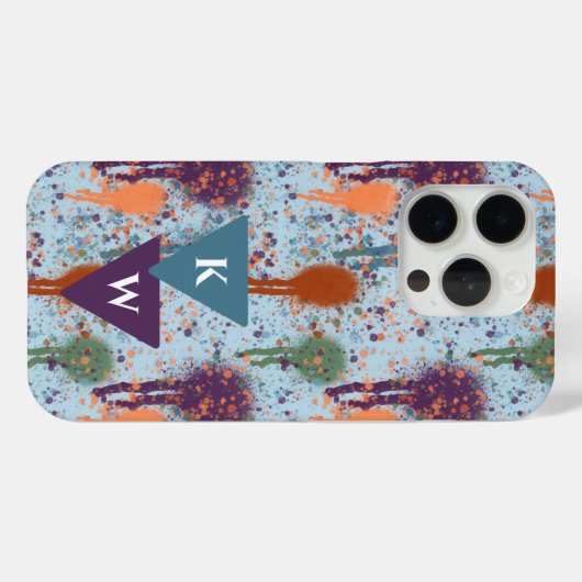 Abstracte verf Drips moderne splatter Monogram Case-Mate iPhone Case (Achterkant (horizontaal))