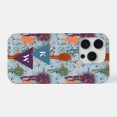 Abstracte verf druppels moderne spetter Monogram iPhone Hoesje (Achterkant horizontaal)