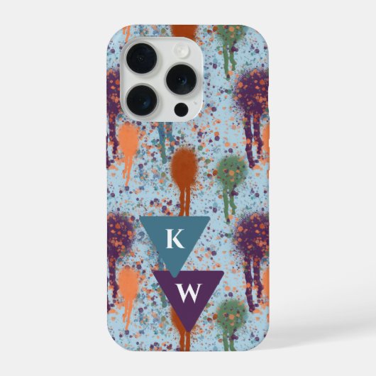 Abstracte verf druppels moderne spetter Monogram iPhone Hoesje (Achterkant)