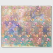 Abstracte verf en bloemen cadeaupapier (Vlak)