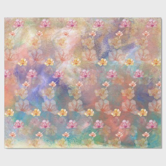 Abstracte verf en bloemen cadeaupapier (Vlak)