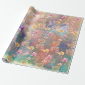 Abstracte verf en bloemen cadeaupapier (Uitgerold)